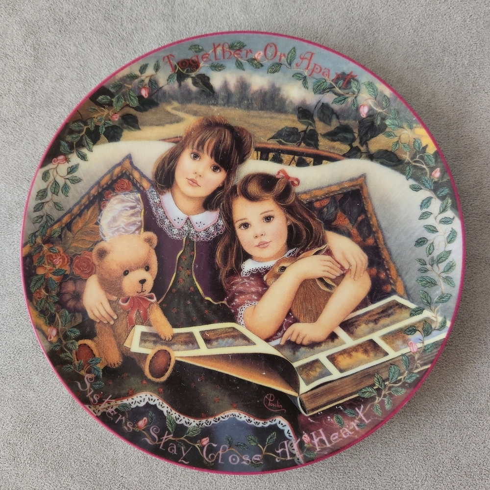 Vintage Together or Apart Close At Heart Sisters decor plate limited edition art